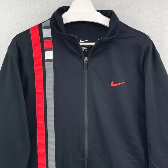 Nike Dri-Fit Full Zip Track Jacket Adult 2XL XXL Black Red Striped Mens - Picture 3 of 6
